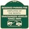 Signmission Reserved Parking for Employee of the Month Unauthorized Vehicles Towed Away, A-DES-G-1818-23111 A-DES-G-1818-23111 - alternate 1
